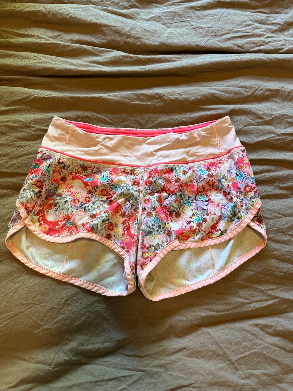 Lululemon Athletica limited edition Floral Pink Speed Shorts